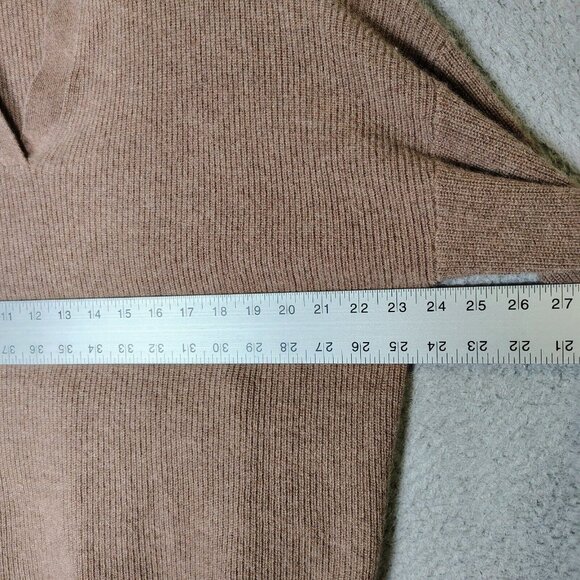 Magaschoni Sweater Women's XL Brown 100% Cashmere Ribbed soft Cozy Preppy - Picture 9 of 11